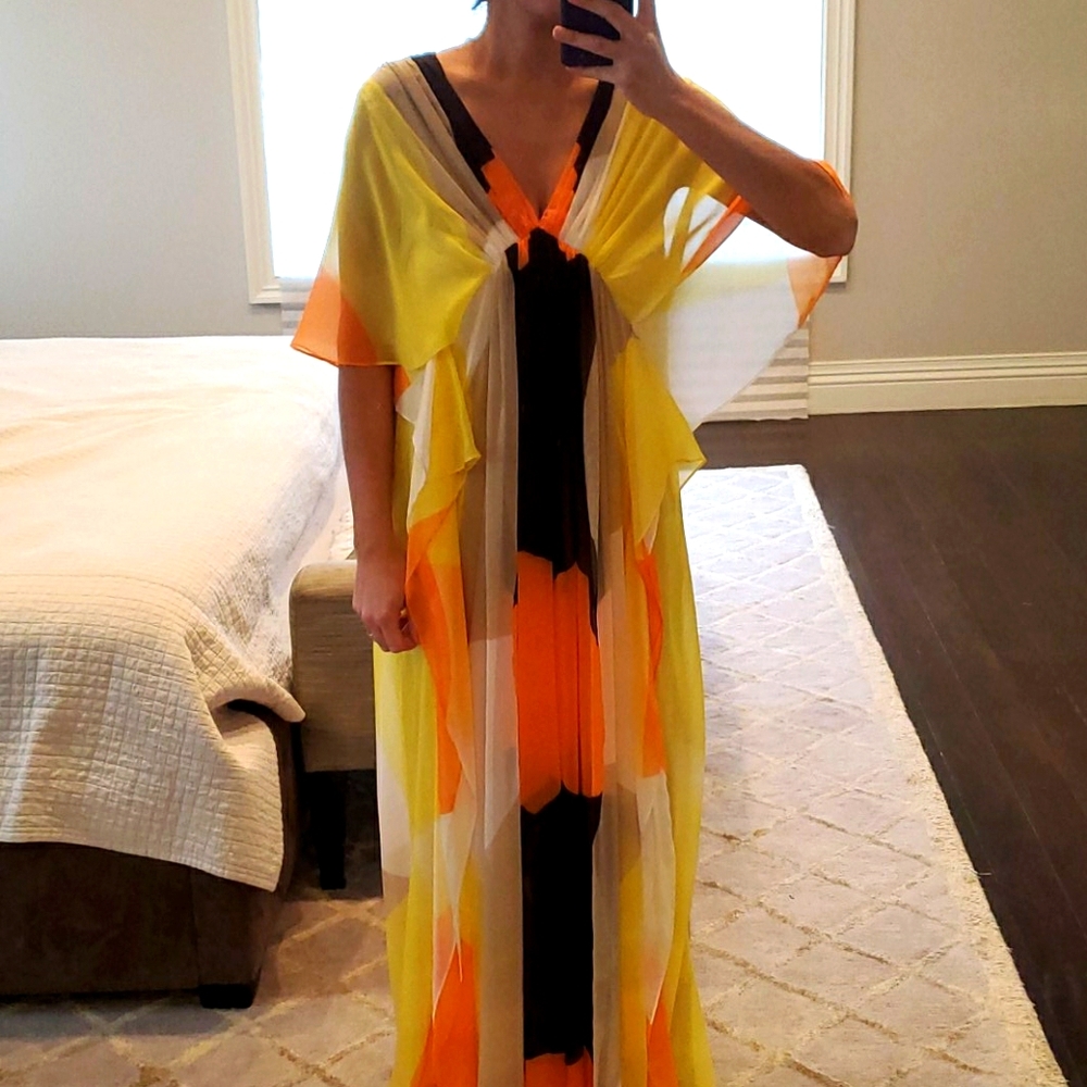 NWT WOMEN'S JULIE DILLON SHEER EVENING GOWN DRESS